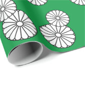 Retro Green Circle White japanische Blume Geschenkpapier (Rolleneckpunkt)
