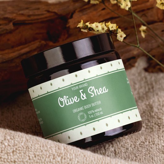 Retro Green Cosmetics Jar Wrap-Around-Label Wasserflaschenetikett