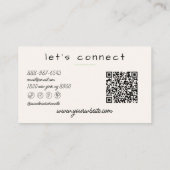 Retro Green Cream Wavy Checkered Boho QR Code Visitenkarte (Rückseite)