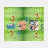 Retro Green Diamond Muster Fleece Blanket (Vorderseite (Horizontal))