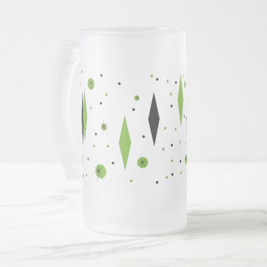 Retro Green Diamond & Sternexplosionen Mattierte T Mattglas Bierglas (Vorderseite Links)