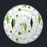 Retro Green Diamonds & Sternexplosionen Dart Board Dartscheibe<br><div class="desc">Dieses individuell anpassbare Retro Green Diamonds and Sternexplosionen Dart Board ist ein neuer, Vintager Stil. Es hat kitschige, schwarze Sternexplosionen auf grünen Polka-Punkten, die geometrische, grüne und schwarze Diamantformen umgeben. Passen Sie die Hintergrundfarbe für dieses moderne Produkt aus der Mitte des Jahrhunderts an, wenn Sie es wagen, Gefühl, oder verlass...</div>