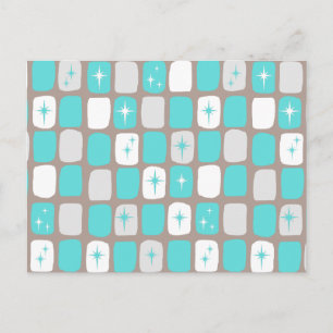 Retro Green Diamonds & Sternexplosionen Postkarte