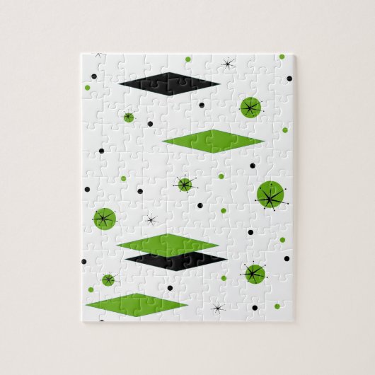 Retro Green Diamonds & Sternexplosionen Puzzle (Vertikal)