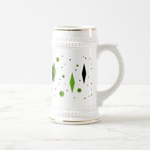 Retro Green Diamonds & Sternexplosionen Stein Bierglas