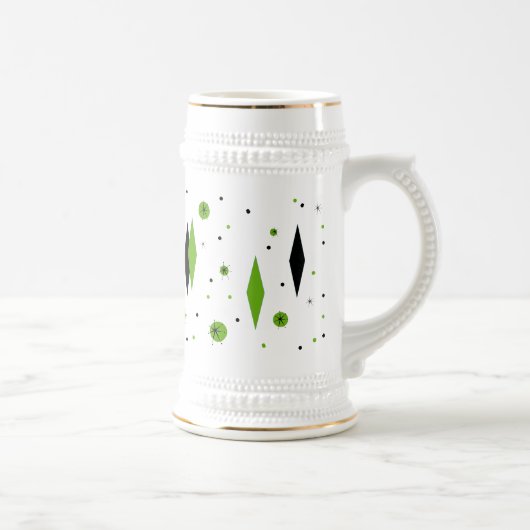 Retro Green Diamonds & Sternexplosionen Stein Bierglas (Rechts)