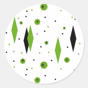 Retro Green Diamonds & Sternexplosionen Stickers