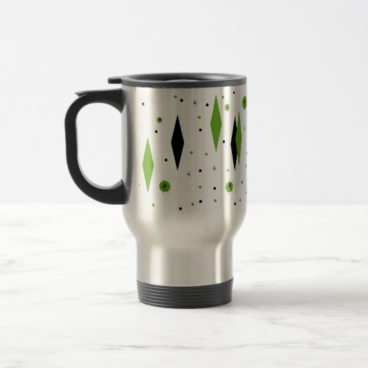 Retro Green Diamonds & Sternexplosionen Travel Mug Reisebecher (Links)