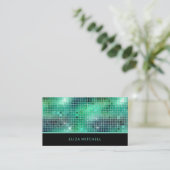 Retro Green Disco Ball Mirror | QR-Code Visitenkarte (Stehend Vorderseite)