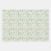 Retro Green Doodle Weihnachtswrapping Paper Geschenkpapier Set (Vorderseite 3)