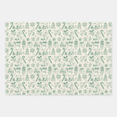 Retro Green Doodle Weihnachtswrapping Paper Geschenkpapier Set (Vorderseite 2)