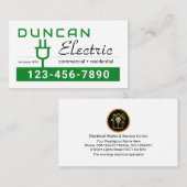 Retro Green Electric Power Plug Visitenkarte (Vorne/Hinten)