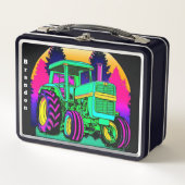 Retro Green Farm Traktor Metall Brotdose (Vorderseite)