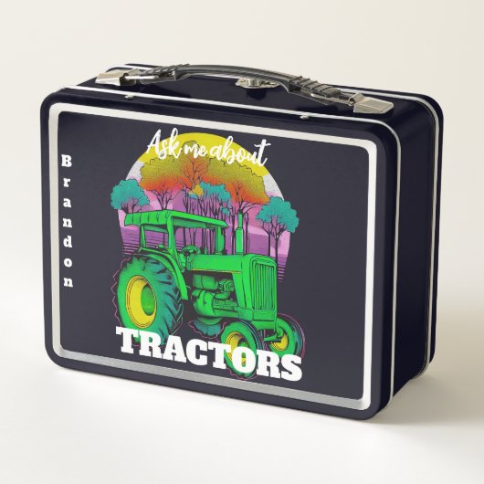 Retro Green Farm Traktor Metall Brotdose (Rückseite)