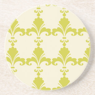 Retro Green Fleur-De-Lis-Muster Sandstein Untersetzer
