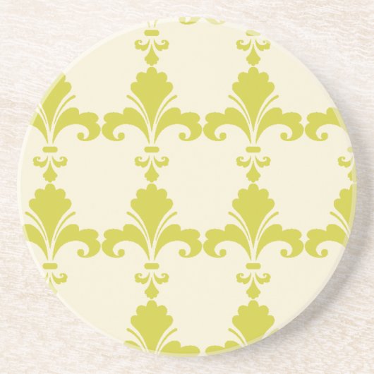 Retro Green Fleur-De-Lis-Muster Sandstein Untersetzer (Vorne)