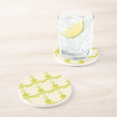 Retro Green Fleur-De-Lis-Muster Sandstein Untersetzer (Seite)
