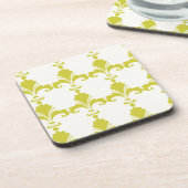 Retro Green Fleur-De-Lis-Muster Untersetzer (Linke Seite)