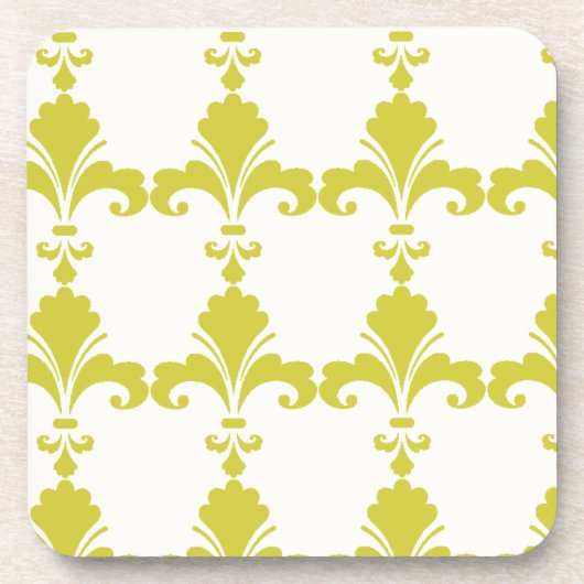 Retro Green Fleur-De-Lis-Muster Untersetzer (Vorderseite)