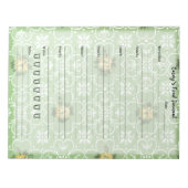 Retro Green Floral Food Journal Trendy Meal Taary Notizblock (Vorderseite)