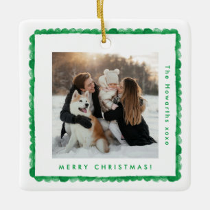 Retro Green Frame Foto Weihnachten Keramikornament