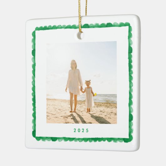Retro Green Frame Foto Weihnachten Keramikornament (Links)