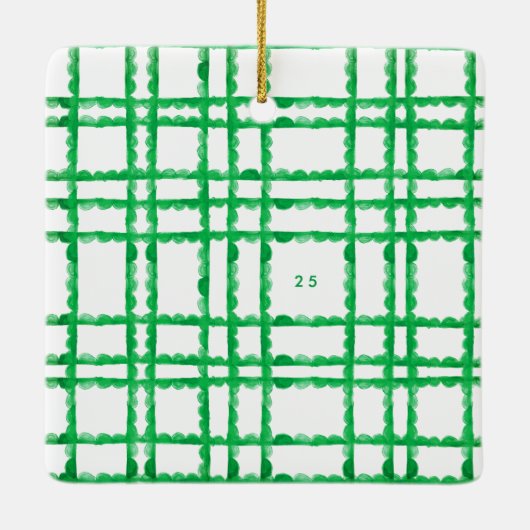 Retro Green Frame Foto Weihnachten Keramikornament (Rückseite)