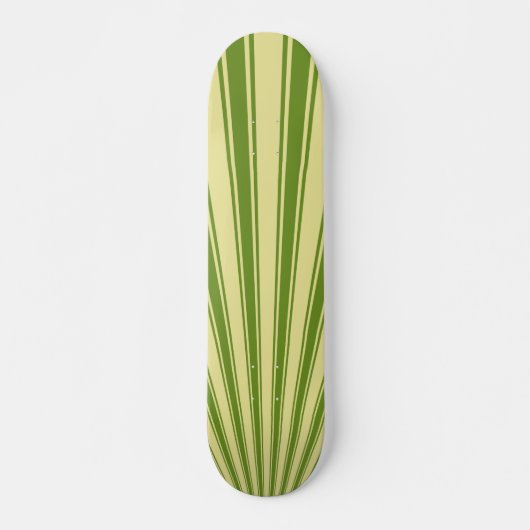Retro Green Funky Sun Rays Hintergrund Skateboard (Vorne)