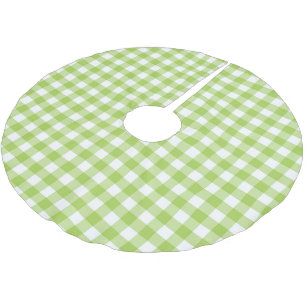 Retro Green Gingham Karierte Karo geprüft Polyester Weihnachtsbaumdecke
