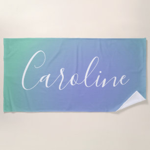 Retro Green Gradient   Name des Personalisierten S Strandtuch
