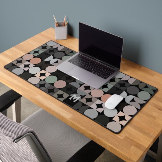 Retro Green Grey Beige Brown Black Pop Art Pattern Schreibtischunterlage (Büro 2)
