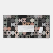 Retro Green Grey Beige Brown Black Pop Art Pattern Schreibtischunterlage (Tastatur & Maus)