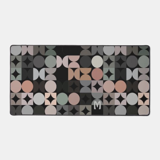 Retro Green Grey Beige Brown Black Pop Art Pattern Schreibtischunterlage (Vorderseite)