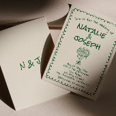 Retro Green Hand Drawn geschrieben Quirky Fun Wedd Einladung