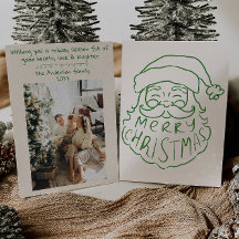 Retro Green Hand Drawn Santa Claus Frohe Weihnacht