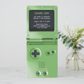 Retro Green Handheld Gaming Birthday Invitation Einladung (Stehend Vorderseite)