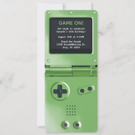 Retro Green Handheld Gaming Birthday Invitation Einladung