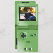 Retro Green Handheld Gaming II Birthday Einladung (Vorne/Hinten)