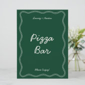 Retro Green Handwriter Pizza Bar Tabletop Schild Einladung (Stehend Vorderseite)