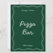 Retro Green Handwriter Pizza Bar Tabletop Schild Einladung (Vorderseite)