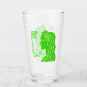 Retro Green Hawaiian Girl Glas (Rückseite)