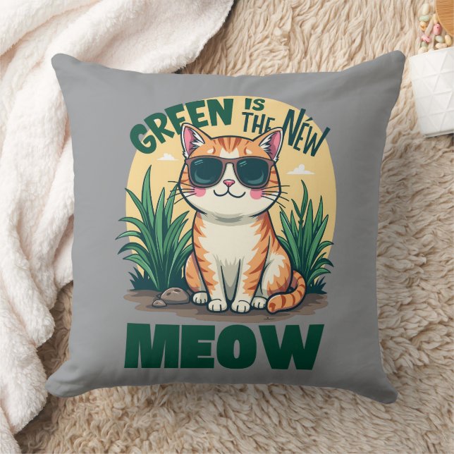 Retro "Green is the new Meow" Coole Katzennatur Ar Kissen (Decke)
