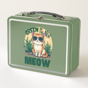 Retro "Green is the new Meow" Coole Katzennatur Ar Metall Brotdose