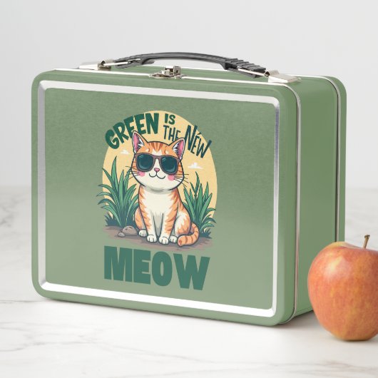 Retro "Green is the new Meow" Coole Katzennatur Ar Metall Brotdose (Beispiel)