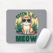 Retro "Green is the new Meow" Coole Katzennatur Ar Mousepad (Mit Mouse)