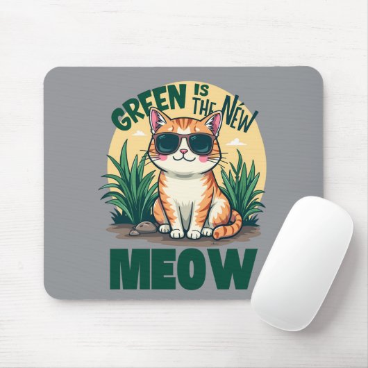 Retro "Green is the new Meow" Coole Katzennatur Ar Mousepad (Mit Mouse)