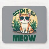 Retro "Green is the new Meow" Coole Katzennatur Ar Mousepad (Vorne)