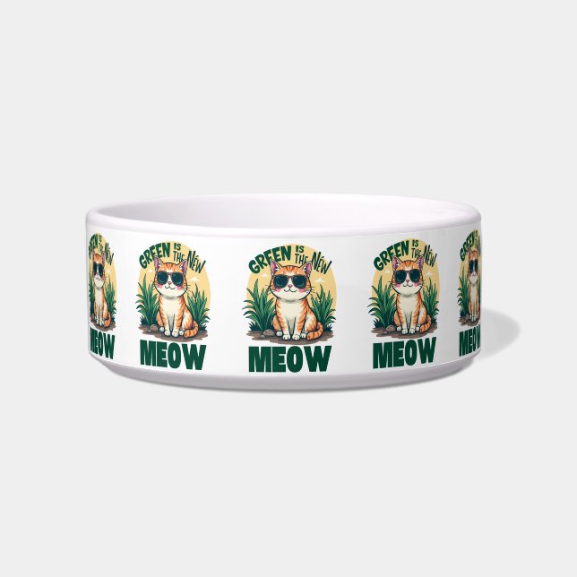 Retro "Green is the new Meow" Coole Katzennatur Ar Napf (Vorderseite)