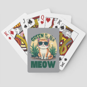Retro "Green is the new Meow" Coole Katzennatur Ar Spielkarten