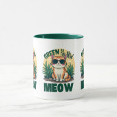 Retro "Green is the new Meow" Coole Katzennatur Ar Tasse (Zentrum)